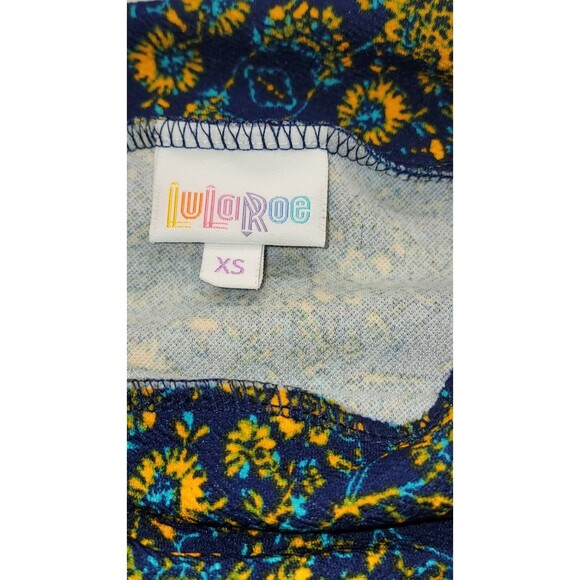 NWT LuLaRoe Cassie Skirt XS Blue Yellow Floral Pencil Yoga Waist Stretch NWOT - Picture 4 of 7